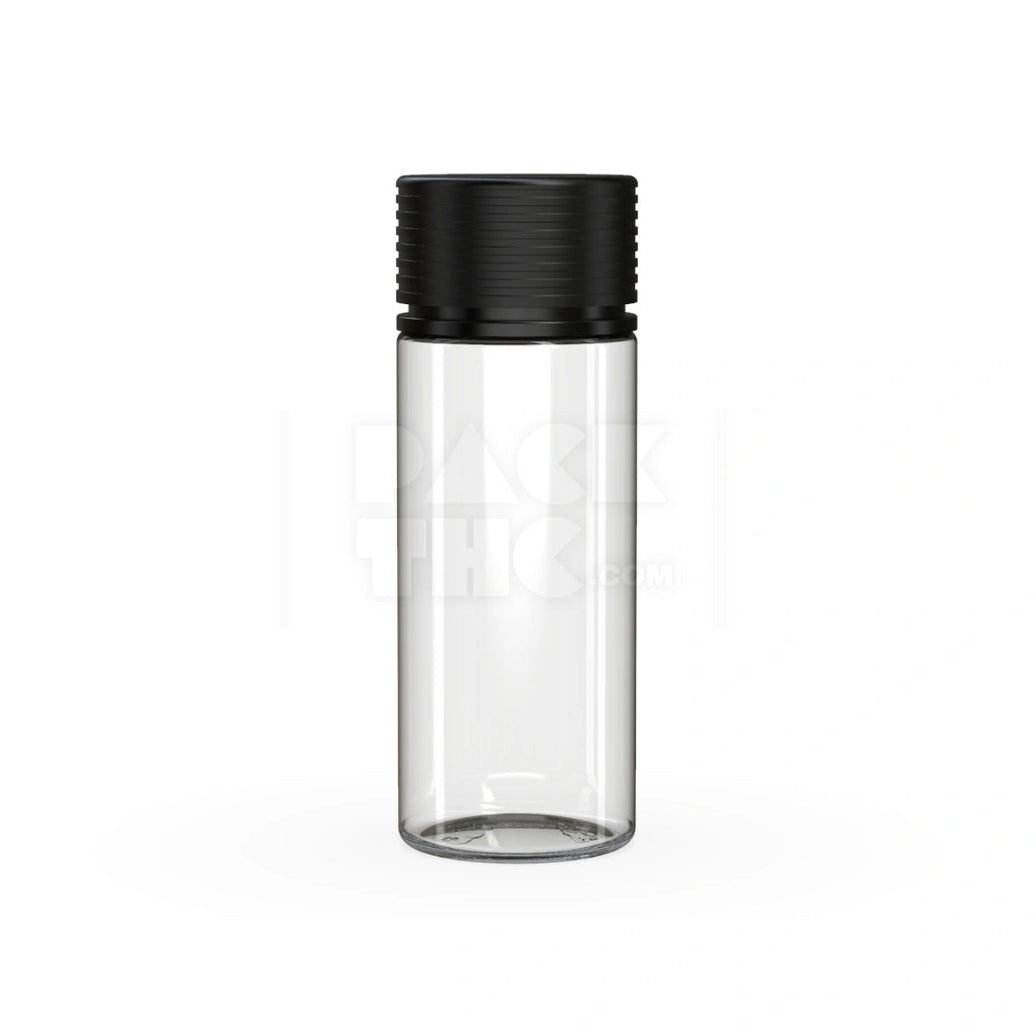 120ML SPIRAL CR BOTTLE WITH FRICTION FIT CLOSURE & TAMPER EVIDENT BREAK-OFF BAND (CLEAR NATURAL BOTTLE WITH OPAQUE BLACK CLOSURE) - (400 count) Pack THC