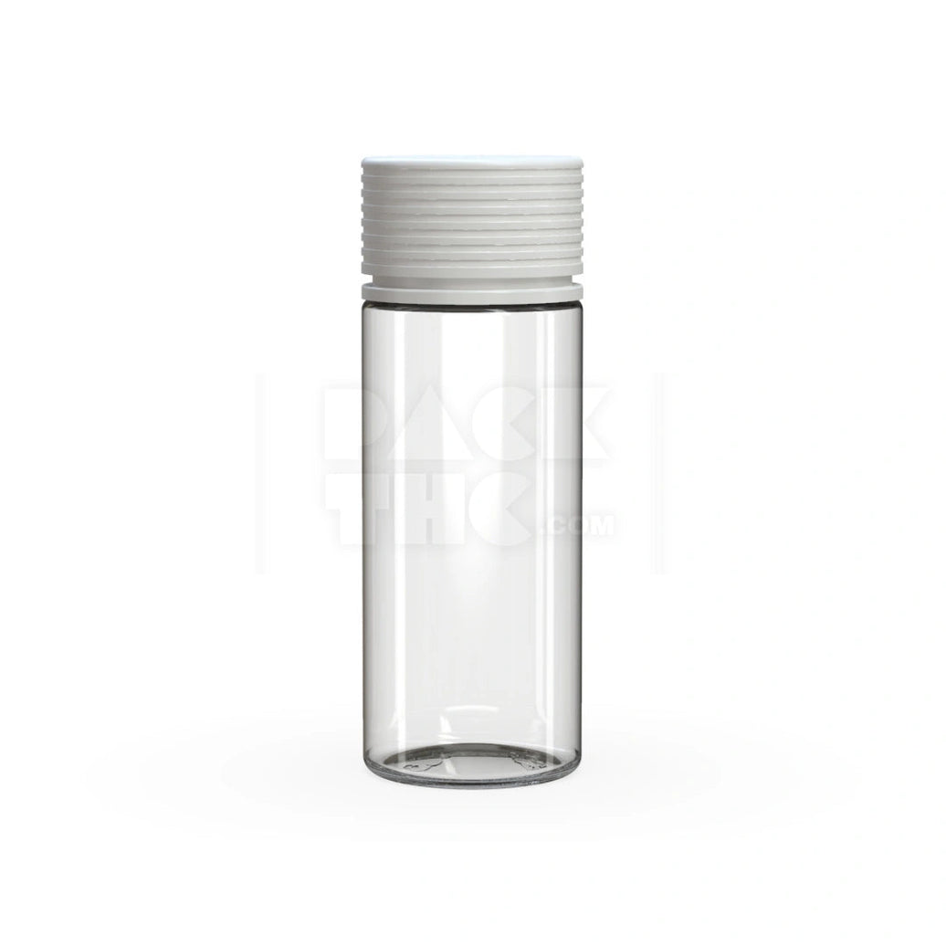120ML SPIRAL CR BOTTLE WITH FRICTION FIT CLOSURE & TAMPER EVIDENT BREAK-OFF BAND (CLEAR NATURAL BOTTLE WITH OPAQUE WHITE CLOSURE) - (400 count) Pack THC