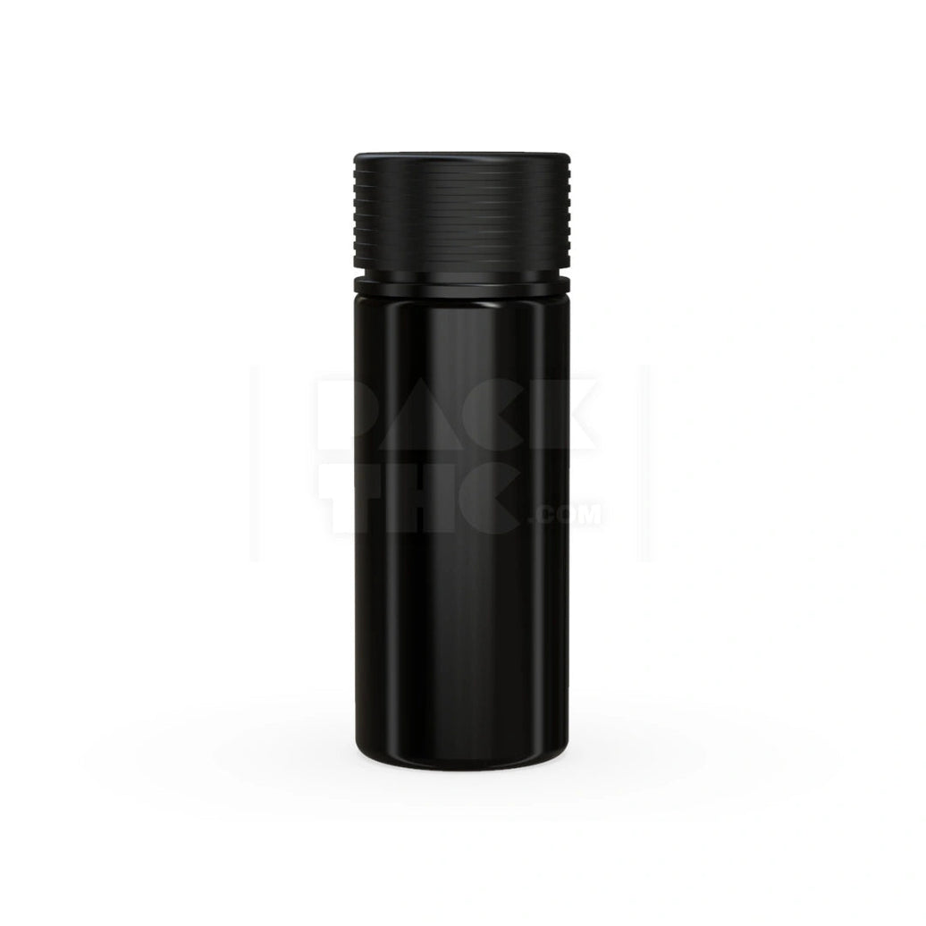 120ML SPIRAL CR BOTTLE WITH FRICTION FIT CLOSURE & TAMPER EVIDENT BREAK-OFF BAND (OPAQUE BLACK BOTTLE WITH OPAQUE BLACK CLOSURE) - (400 count) Pack THC