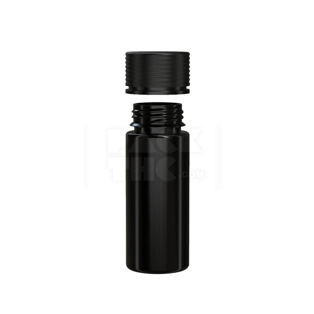 image 120ML SPIRAL CR BOTTLE WITH FRICTION FIT CLOSURE & TAMPER EVIDENT BREAK-OFF BAND (OPAQUE BLACK BOTTLE WITH OPAQUE BLACK CLOSURE) - (400 count) Pack THC