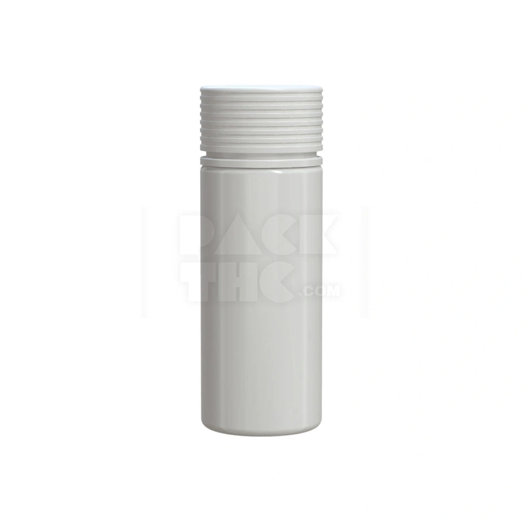 120ML SPIRAL CR BOTTLE WITH FRICTION FIT CLOSURE & TAMPER EVIDENT BREAK-OFF BAND (OPAQUE WHITE BOTTLE WITH OPAQUE WHITE CLOSURE) - (400 count) Pack THC