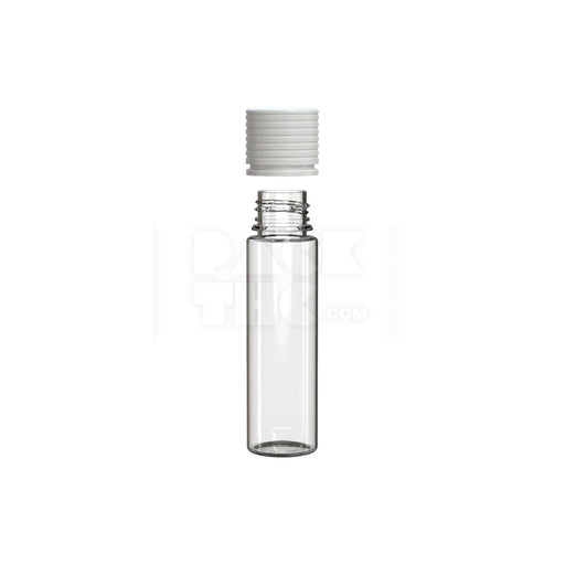 60ML SPIRAL CR BOTTLE WITH FRICTION FIT CLOSURE & TAMPER EVIDENT BREAK-OFF BAND (CLEAR NATURAL BOTTLE WITH OPAQUE WHITE CLOSURE) - (500 count) Pack THC