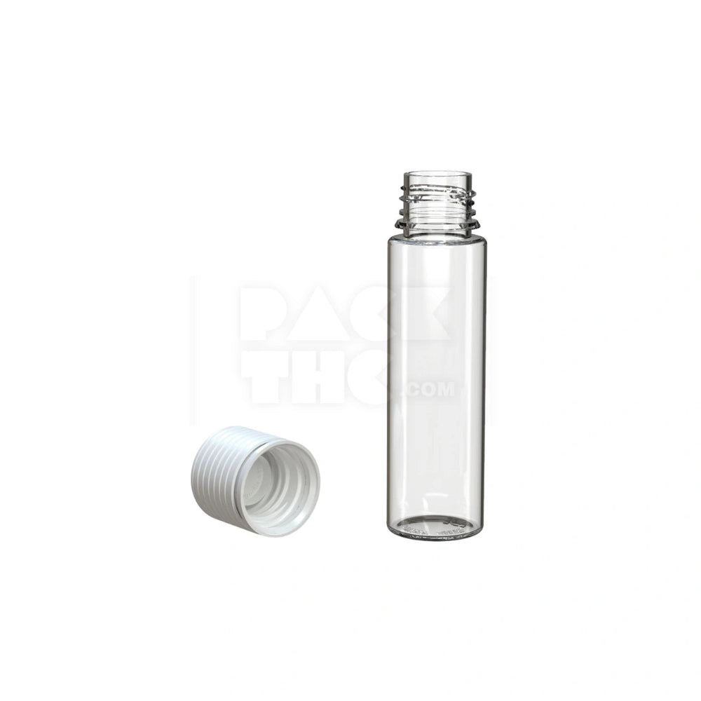 60ML SPIRAL CR BOTTLE WITH FRICTION FIT CLOSURE & TAMPER EVIDENT BREAK-OFF BAND (CLEAR NATURAL BOTTLE WITH OPAQUE WHITE CLOSURE) - (500 count) Pack THC