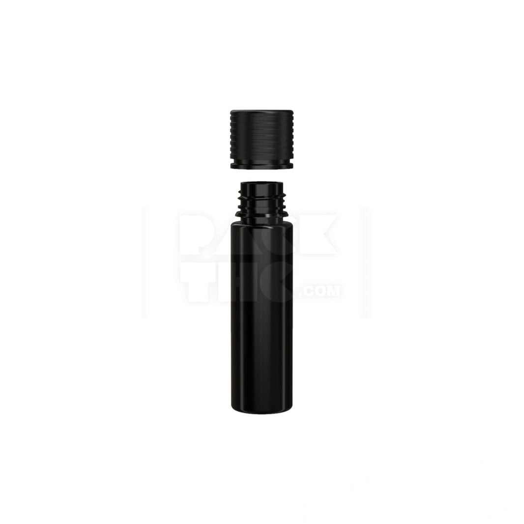image 60ML SPIRAL CR BOTTLE WITH FRICTION FIT CLOSURE & TAMPER EVIDENT BREAK-OFF BAND (OPAQUE BLACK BOTTLE WITH OPAQUE BLACK CLOSURE) - (500 count) Pack THC