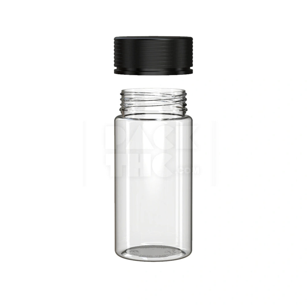 10OZ (300CC) SPIRAL WIDE MOUTH CONTAINER WITH INTEGRATED LINER & TAMPER EVIDENT BREAK-OFF BAND (CLEAR NATURAL CONTAINER WITH OPAQUE BLACK CLOSURE) - (120 count) Pack THC