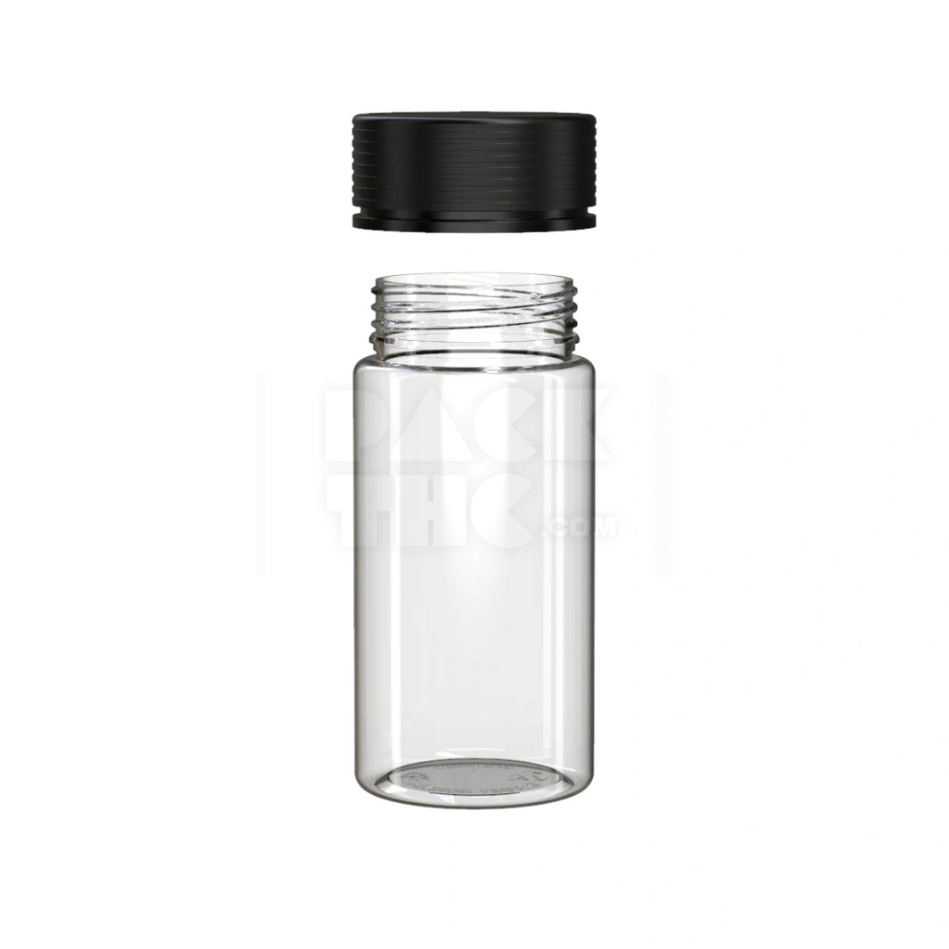 image 10OZ (300CC) SPIRAL WIDE MOUTH CONTAINER WITH INTEGRATED LINER & TAMPER EVIDENT BREAK-OFF BAND (CLEAR NATURAL CONTAINER WITH OPAQUE BLACK CLOSURE) - (120 count) Pack THC