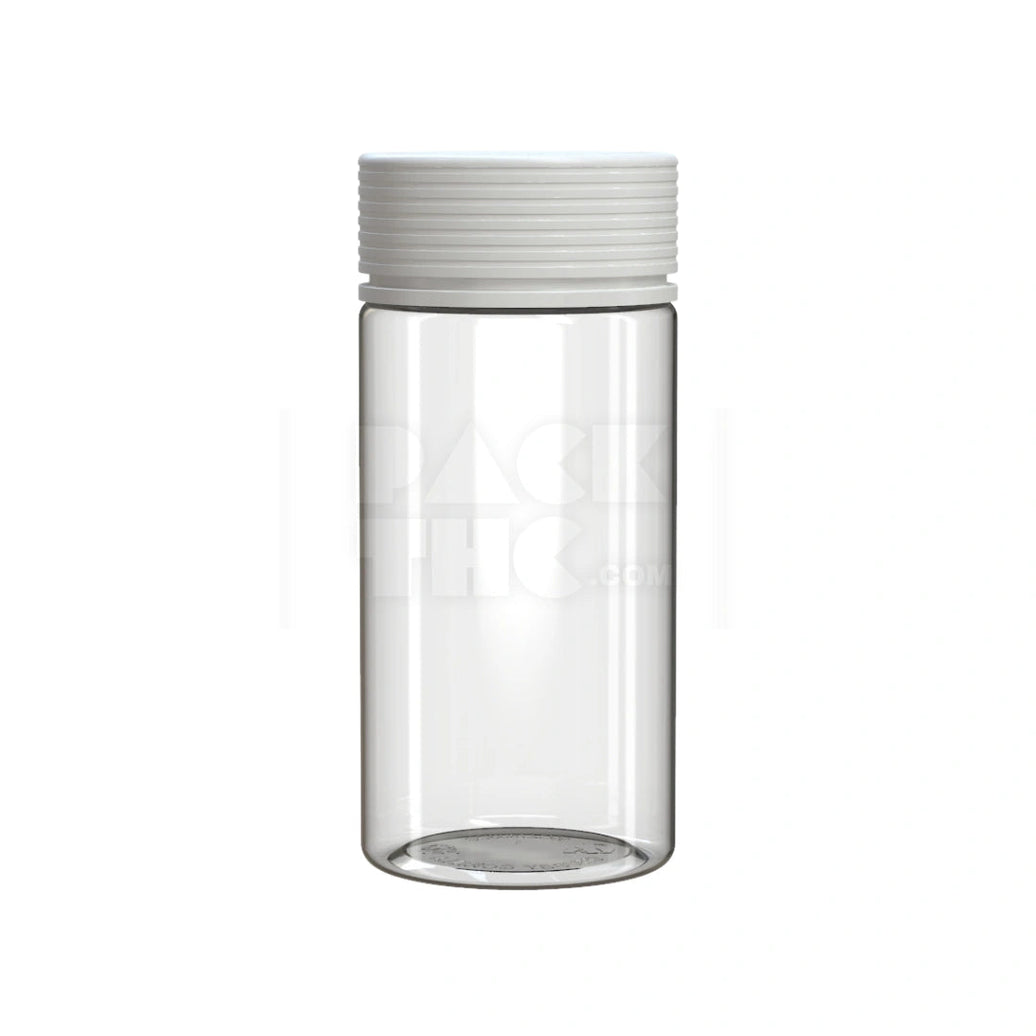 10OZ (300CC) SPIRAL WIDE MOUTH CONTAINER WITH INTEGRATED LINER & TAMPER EVIDENT BREAK-OFF BAND (CLEAR NATURAL CONTAINER WITH OPAQUE WHITE CLOSURE) - (120 count) Pack THC