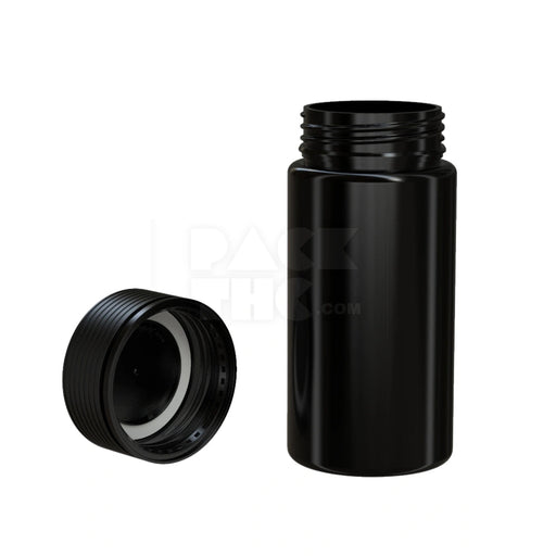 10OZ (300CC) SPIRAL WIDE MOUTH CONTAINER WITH INTEGRATED LINER & TAMPER EVIDENT BREAK-OFF BAND (OPAQUE BLACK CONTAINER WITH OPAQUE BLACK CLOSURE) - (120 count) Pack THC