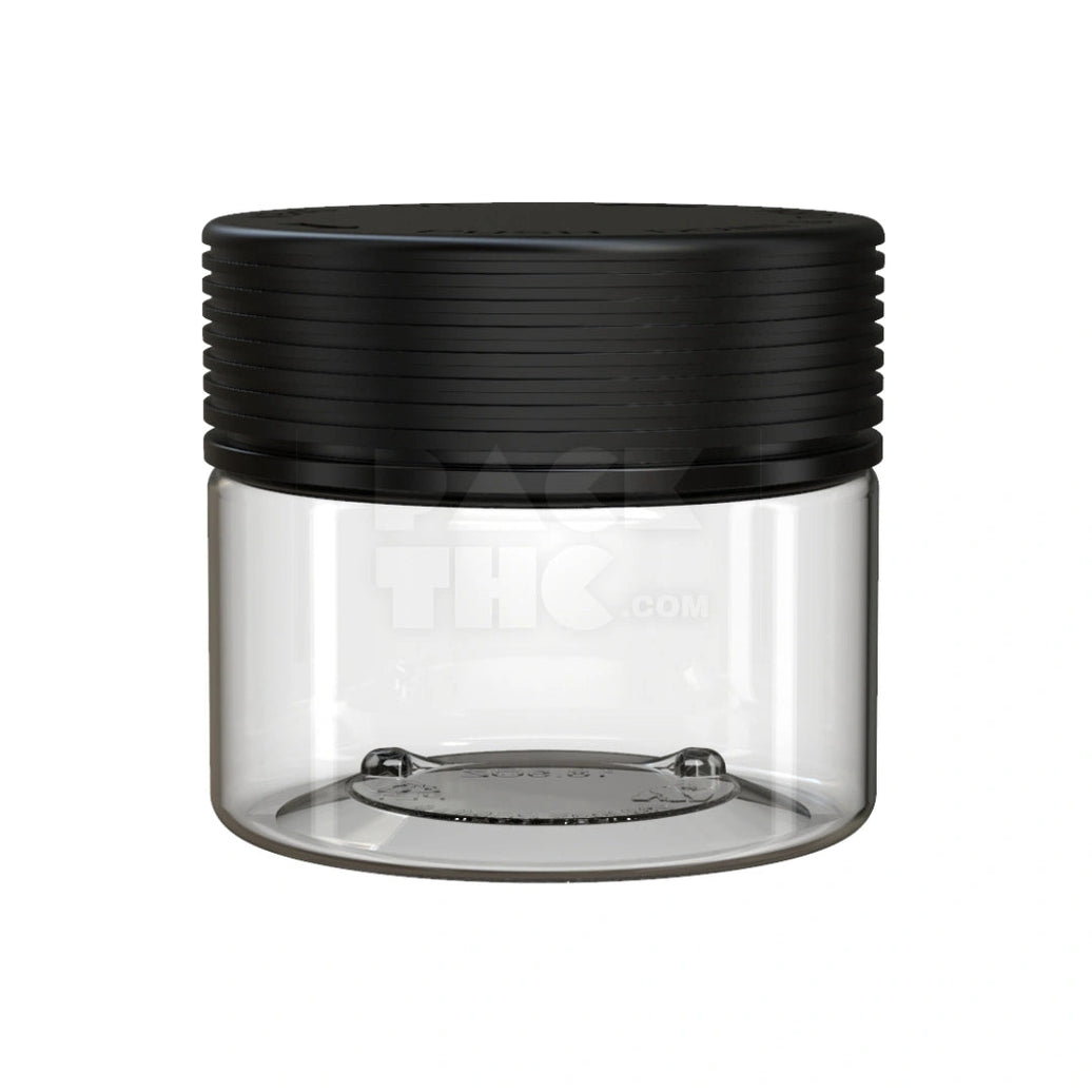 10OZ (300CC) SPIRAL CR XL CONTAINER WITH INTEGRATED LINER & TAMPER EVIDENT BREAK-OFF BAND (CLEAR NATURAL CONTAINER WITH OPAQUE BLACK CLOSURE) - (80 count) Pack THC