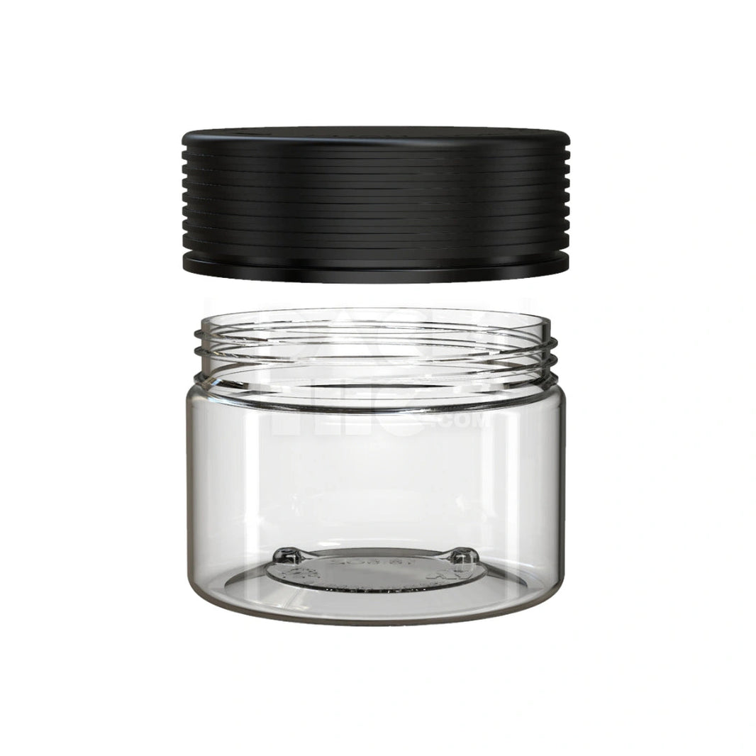 image 10OZ (300CC) SPIRAL CR XL CONTAINER WITH INTEGRATED LINER & TAMPER EVIDENT BREAK-OFF BAND (CLEAR NATURAL CONTAINER WITH OPAQUE BLACK CLOSURE) - (80 count) Pack THC