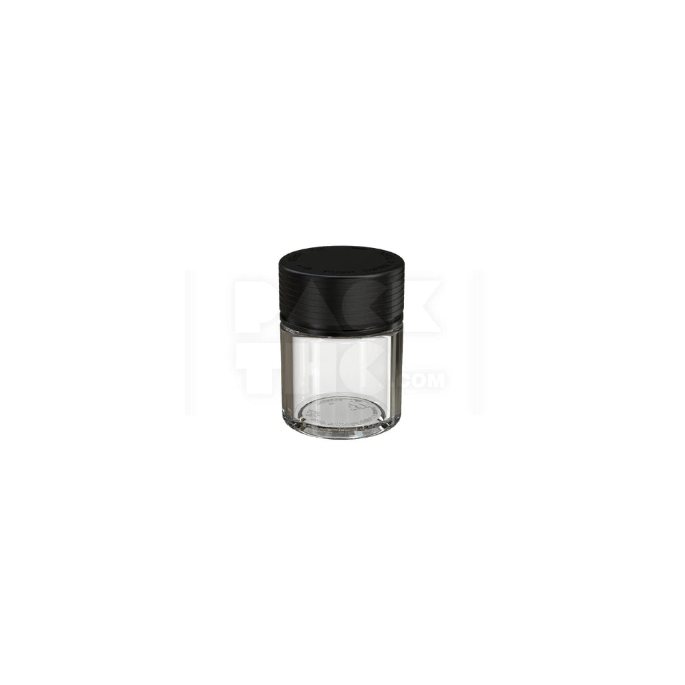 2OZ (60CC) SPIRAL THICK-WALL CR CONTAINER WITH INTEGRATED LINER & TAMPER EVIDENT BREAK-OFF BAND (CLEAR NATURAL CONTAINER WITH OPAQUE BLACK CLOSURE) - (150 count) Pack THC