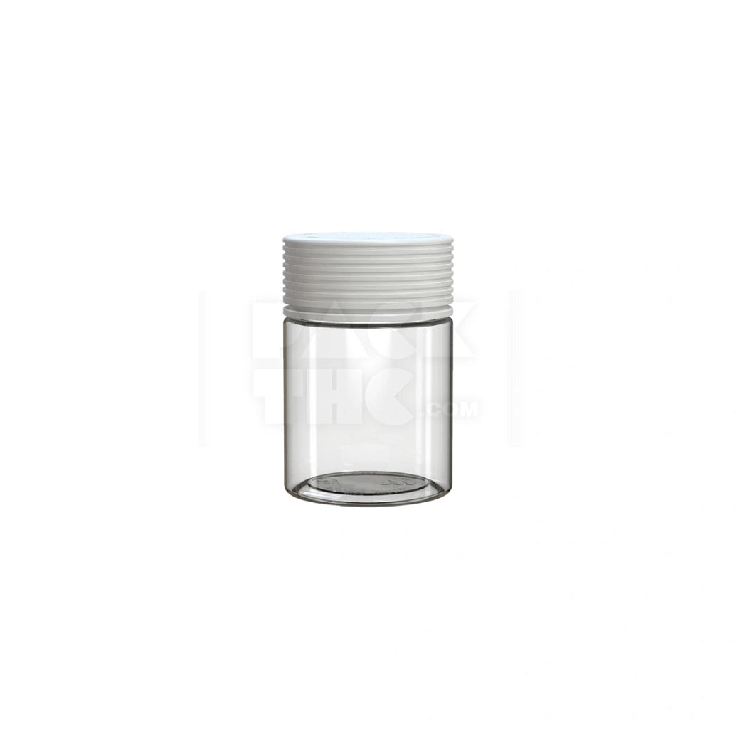 4OZ (120CC) SPIRAL CR CONTAINER WITH INTEGRATED LINER & TAMPER EVIDENT BREAK-OFF BAND (CLEAR NATURAL CONTAINER WITH OPAQUE WHITE CLOSURE) - (400 count) Pack THC