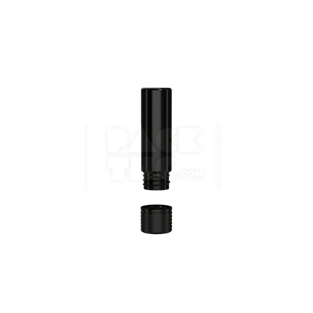 image 65MM SPIRAL CR CARTRIDGE CONTAINER, FLAT BOTTOM WITH 510-THREAD & TAMPER EVIDENT BREAK-OFF BAND (OPAQUE BLACK CONTAINER WITH OPAQUE BLACK CLOSURE) - (400 count) Pack THC