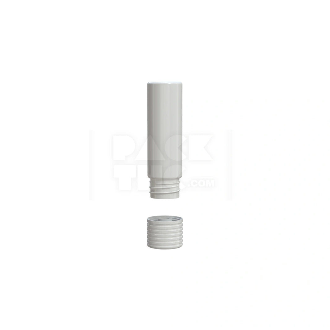 image 65MM SPIRAL CR CARTRIDGE CONTAINER, FLAT BOTTOM WITH 510-THREAD & TAMPER EVIDENT BREAK-OFF BAND (OPAQUE WHITE CONTAINER WITH OPAQUE WHITE CLOSURE) - (400 count) Pack THC