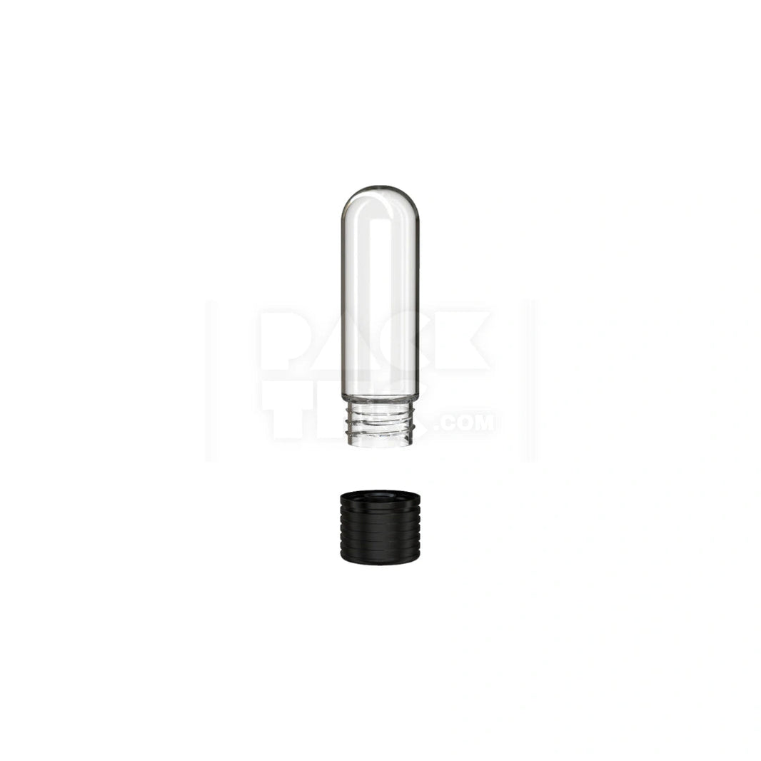 image 65MM SPIRAL CR CARTRIDGE CONTAINER, ROUND TOP WITH 510-THREAD & TAMPER EVIDENT BREAK-OFF BAND (CLEAR NATURAL CONTAINER WITH OPAQUE BLACK CLOSURE) - (400 count) Pack THC