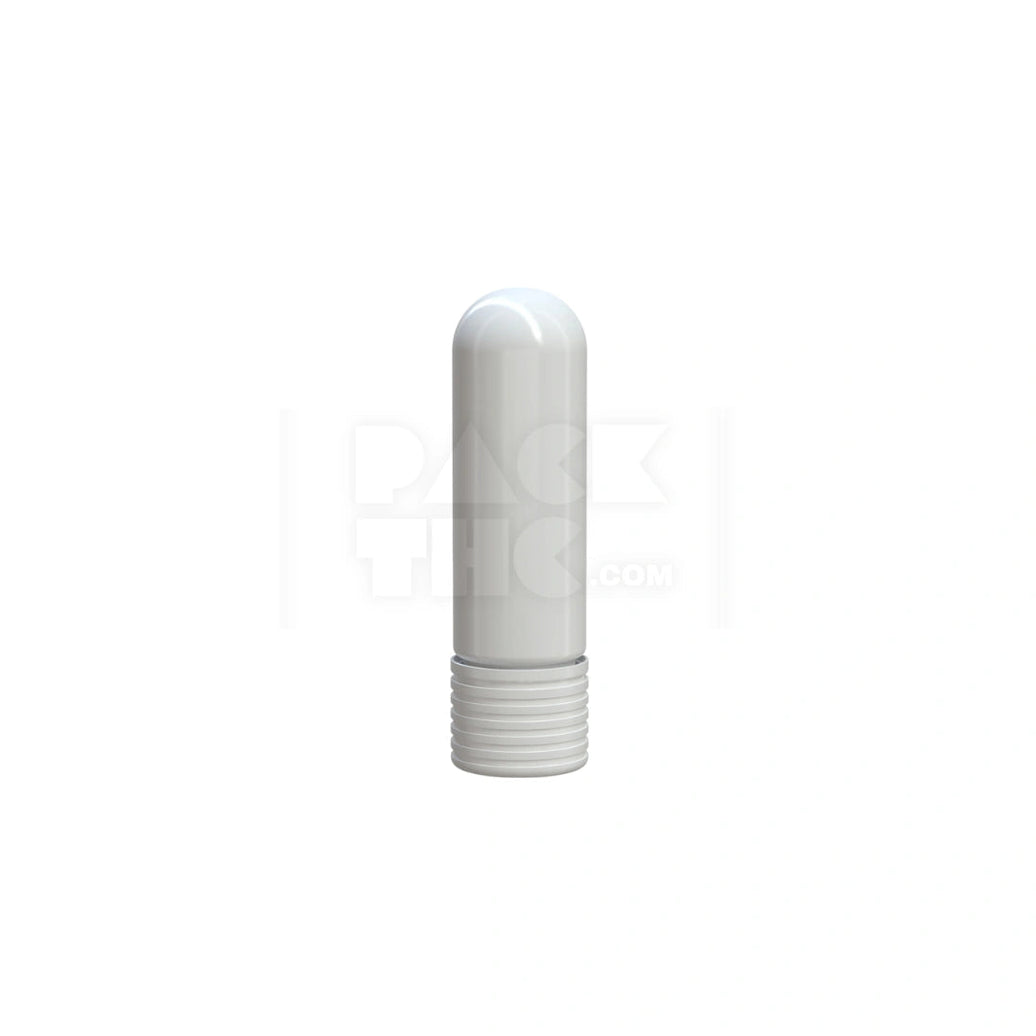 65MM SPIRAL CR CARTRIDGE CONTAINER, ROUND TOP WITH 510-THREAD & TAMPER EVIDENT BREAK-OFF BAND (OPAQUE WHITE CONTAINER WITH OPAQUE WHITE CLOSURE) - (400 count) Pack THC