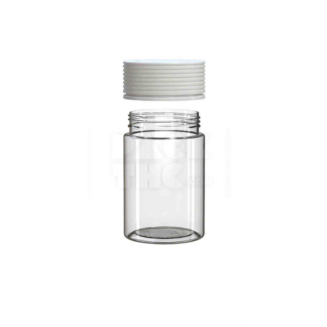image 5OZ (150CC) SPIRAL CR CONTAINER WITH INTEGRATED LINER & TAMPER EVIDENT BREAK-OFF BAND (CLEAR NATURAL CONTAINER WITH OPAQUE WHITE CLOSURE) - (300 count) Pack THC