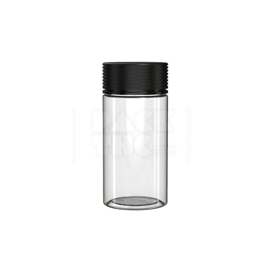 6OZ (180CC) SPIRAL CR CONTAINER WITH INTEGRATED LINER & TAMPER EVIDENT BREAK-OFF BAND (CLEAR NATURAL CONTAINER WITH OPAQUE BLACK CLOSURE) - (300 count) Pack THC