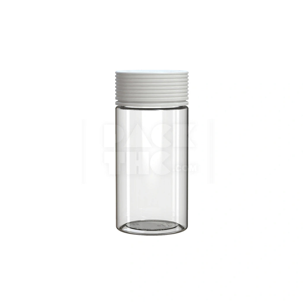 6OZ (180CC) SPIRAL CR CONTAINER WITH INTEGRATED LINER & TAMPER EVIDENT BREAK-OFF BAND (CLEAR NATURAL CONTAINER WITH OPAQUE WHITE CLOSURE) - (300 count) Pack THC