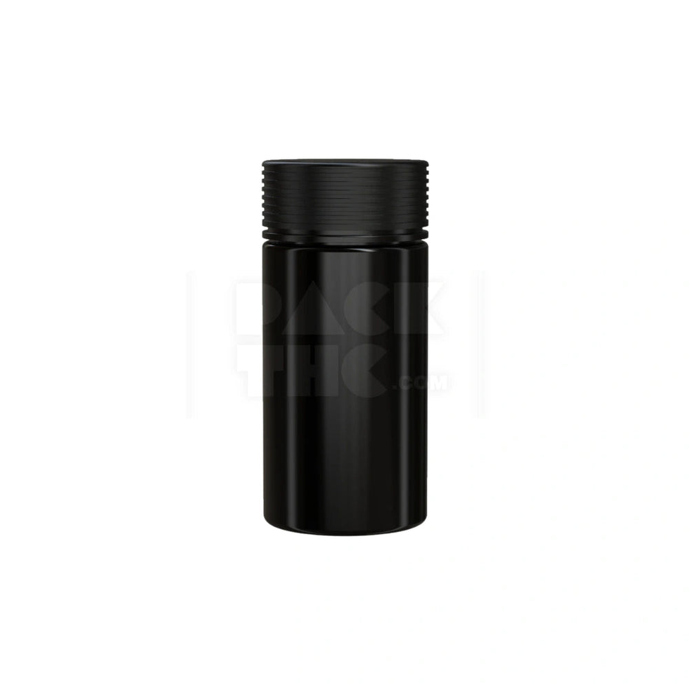 6OZ (180CC) SPIRAL CR CONTAINER WITH INTEGRATED LINER & TAMPER EVIDENT BREAK-OFF BAND (OPAQUE BLACK CONTAINER WITH OPAQUE BLACK CLOSURE) - (300 count) Pack THC