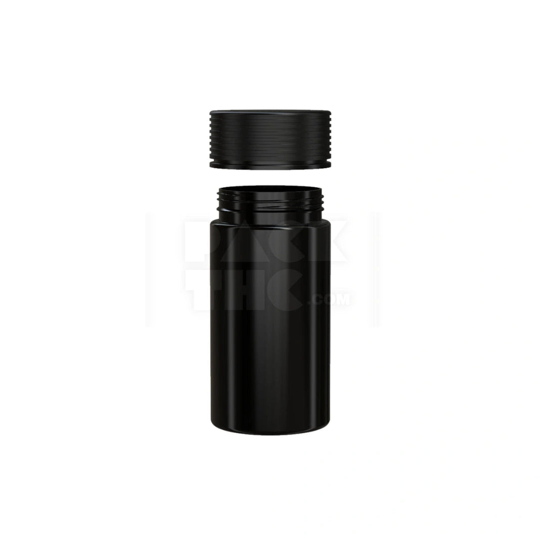 image 6OZ (180CC) SPIRAL CR CONTAINER WITH INTEGRATED LINER & TAMPER EVIDENT BREAK-OFF BAND (OPAQUE BLACK CONTAINER WITH OPAQUE BLACK CLOSURE) - (300 count) Pack THC