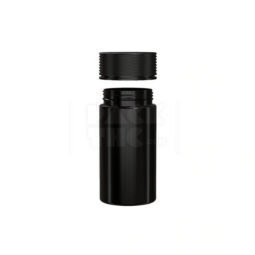 6OZ (180CC) SPIRAL CR CONTAINER WITH INTEGRATED LINER & TAMPER EVIDENT BREAK-OFF BAND (OPAQUE BLACK CONTAINER WITH OPAQUE BLACK CLOSURE) - (300 count) Pack THC