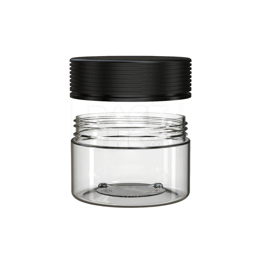 image 7.5OZ (220CC) SPIRAL CR XL CONTAINER WITH INTEGRATED LINER & TAMPER EVIDENT BREAK-OFF BAND (CLEAR NATURAL CONTAINER WITH OPAQUE BLACK CLOSURE) - (100 count) Pack THC