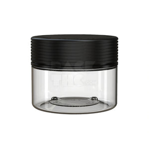 7.5OZ (220CC) SPIRAL CR XL CONTAINER WITH INTEGRATED LINER & TAMPER EVIDENT BREAK-OFF BAND (CLEAR NATURAL CONTAINER WITH OPAQUE BLACK CLOSURE) - (100 count)