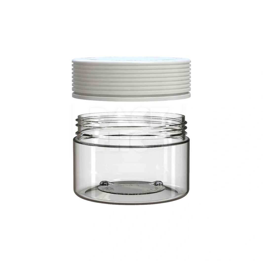 image 7.5OZ (220CC) SPIRAL CR XL CONTAINER WITH INTEGRATED LINER & TAMPER EVIDENT BREAK-OFF BAND (CLEAR NATURAL CONTAINER WITH OPAQUE WHITE CLOSURE) - (100 count) Pack THC