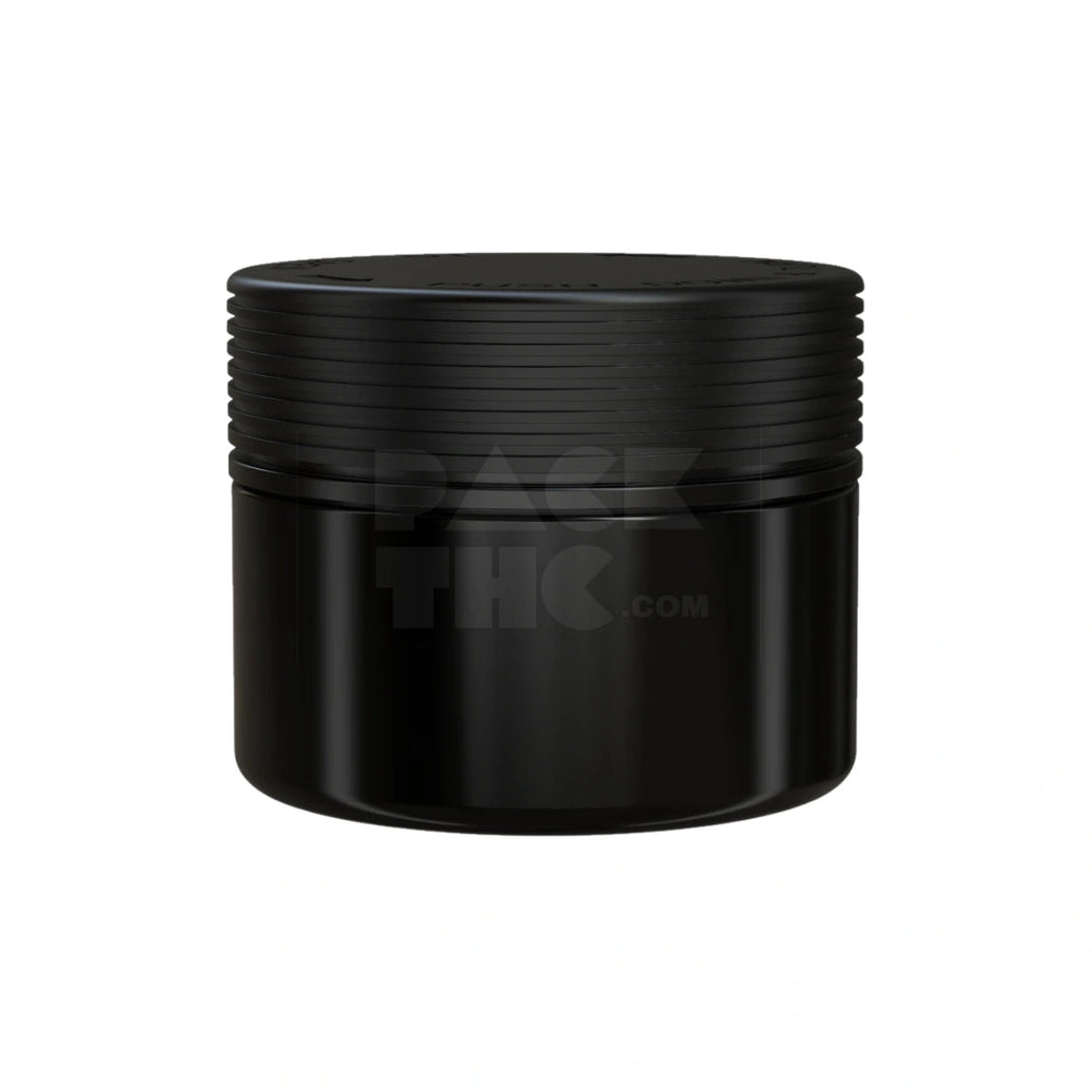 7.5OZ (220CC) SPIRAL CR XL CONTAINER WITH INTEGRATED LINER & TAMPER EVIDENT BREAK-OFF BAND (OPAQUE BLACK CONTAINER WITH OPAQUE BLACK CLOSURE) - (100 count) Pack THC
