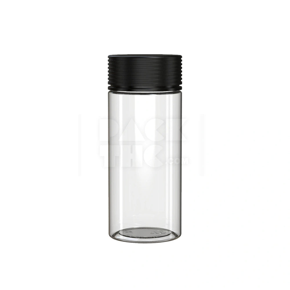 8OZ (240CC) SPIRAL CR CONTAINER WITH INTEGRATED LINER & TAMPER EVIDENT BREAK-OFF BAND (CLEAR NATURAL CONTAINER WITH OPAQUE BLACK CLOSURE) - (200 count) Pack THC