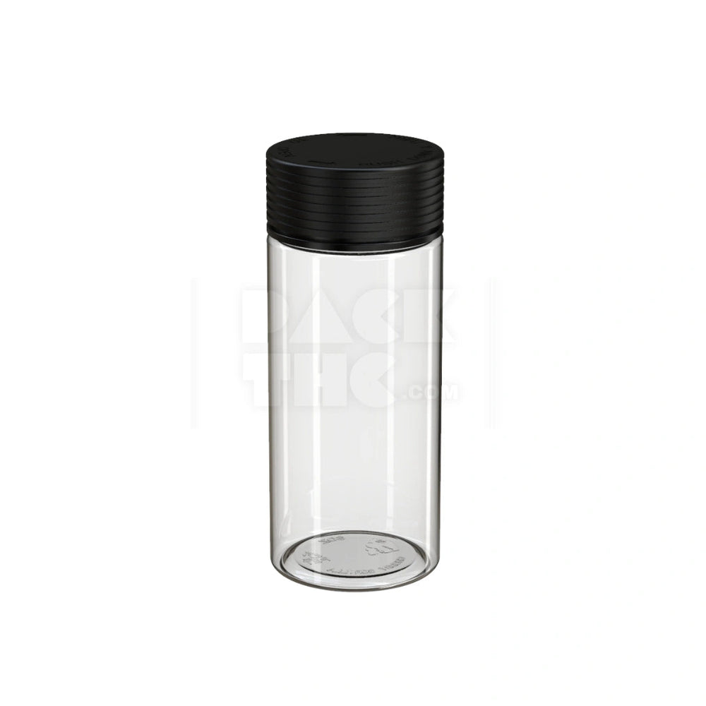 8OZ (240CC) SPIRAL CR CONTAINER WITH INTEGRATED LINER & TAMPER EVIDENT BREAK-OFF BAND (CLEAR NATURAL CONTAINER WITH OPAQUE BLACK CLOSURE) - (200 count) Pack THC