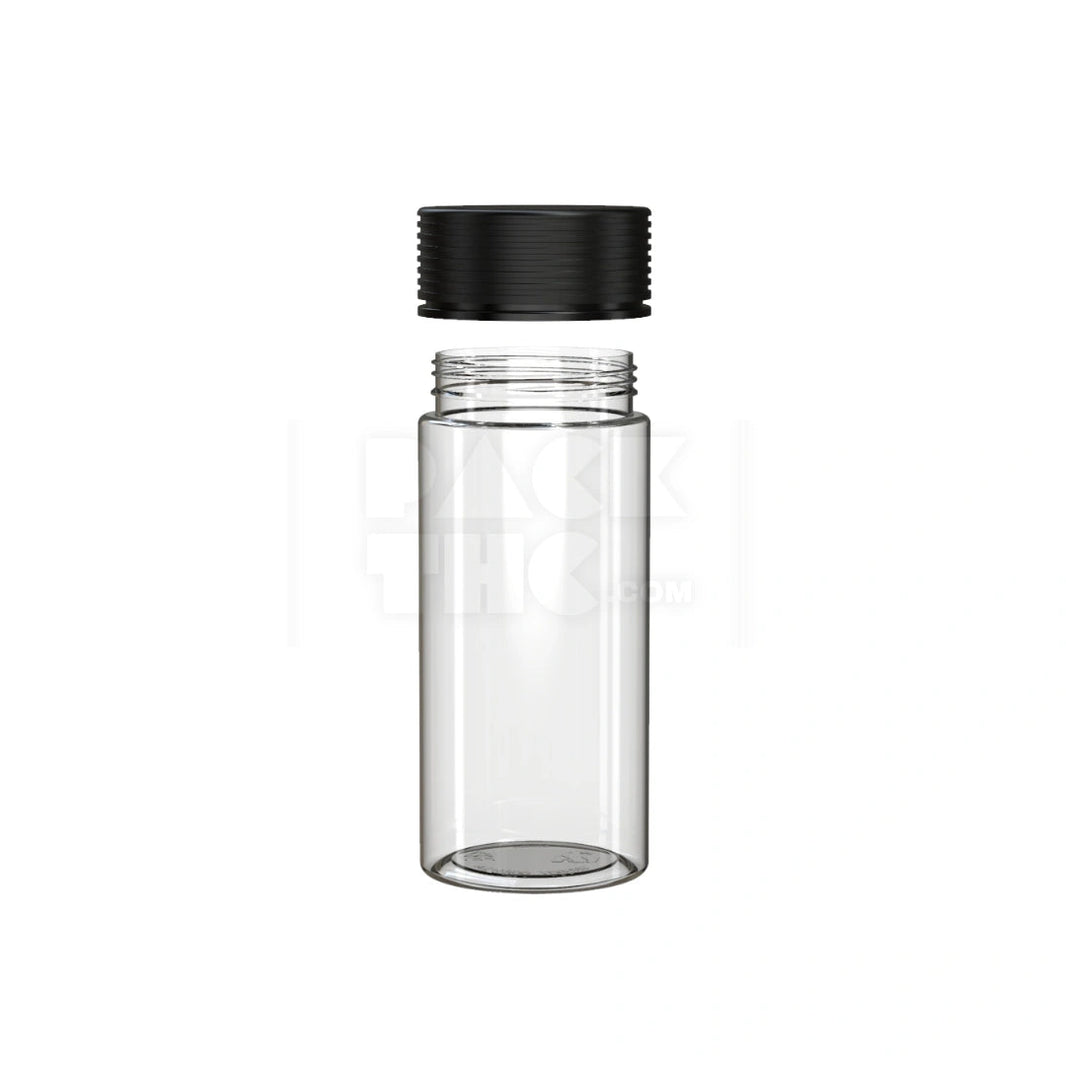 image 8OZ (240CC) SPIRAL CR CONTAINER WITH INTEGRATED LINER & TAMPER EVIDENT BREAK-OFF BAND (CLEAR NATURAL CONTAINER WITH OPAQUE BLACK CLOSURE) - (200 count) Pack THC