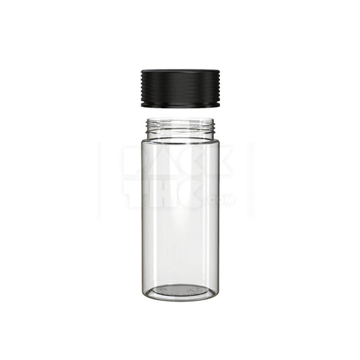 8OZ (240CC) SPIRAL CR CONTAINER WITH INTEGRATED LINER & TAMPER EVIDENT BREAK-OFF BAND (CLEAR NATURAL CONTAINER WITH OPAQUE BLACK CLOSURE) - (200 count) Pack THC