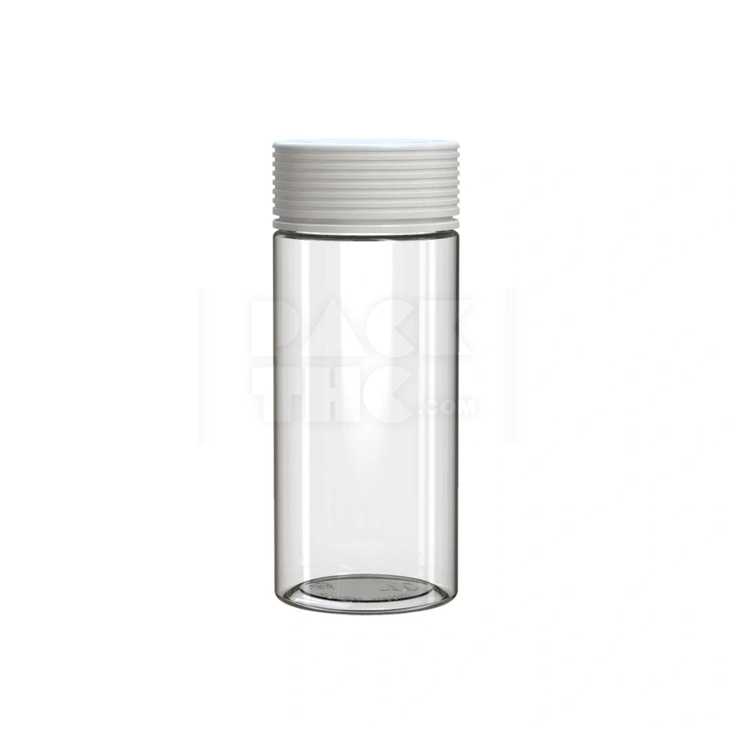 8OZ (240CC) SPIRAL CR CONTAINER WITH INTEGRATED LINER & TAMPER EVIDENT BREAK-OFF BAND (CLEAR NATURAL CONTAINER WITH OPAQUE WHITE CLOSURE) - (200 count) Pack THC