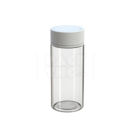 8OZ (240CC) SPIRAL CR CONTAINER WITH INTEGRATED LINER & TAMPER EVIDENT BREAK-OFF BAND (CLEAR NATURAL CONTAINER WITH OPAQUE WHITE CLOSURE) - (200 count) Pack THC