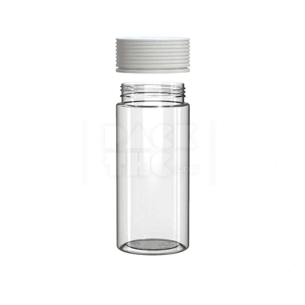 8OZ (240CC) SPIRAL CR CONTAINER WITH INTEGRATED LINER & TAMPER EVIDENT BREAK-OFF BAND (CLEAR NATURAL CONTAINER WITH OPAQUE WHITE CLOSURE) - (200 count) Pack THC