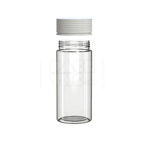 8OZ (240CC) SPIRAL CR CONTAINER WITH INTEGRATED LINER & TAMPER EVIDENT BREAK-OFF BAND (CLEAR NATURAL CONTAINER WITH OPAQUE WHITE CLOSURE) - (200 count) Pack THC
