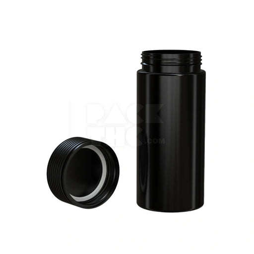 8OZ (240CC) SPIRAL CR CONTAINER WITH INTEGRATED LINER & TAMPER EVIDENT BREAK-OFF BAND (OPAQUE BLACK CONTAINER WITH OPAQUE BLACK CLOSURE) - (200 count) Pack THC