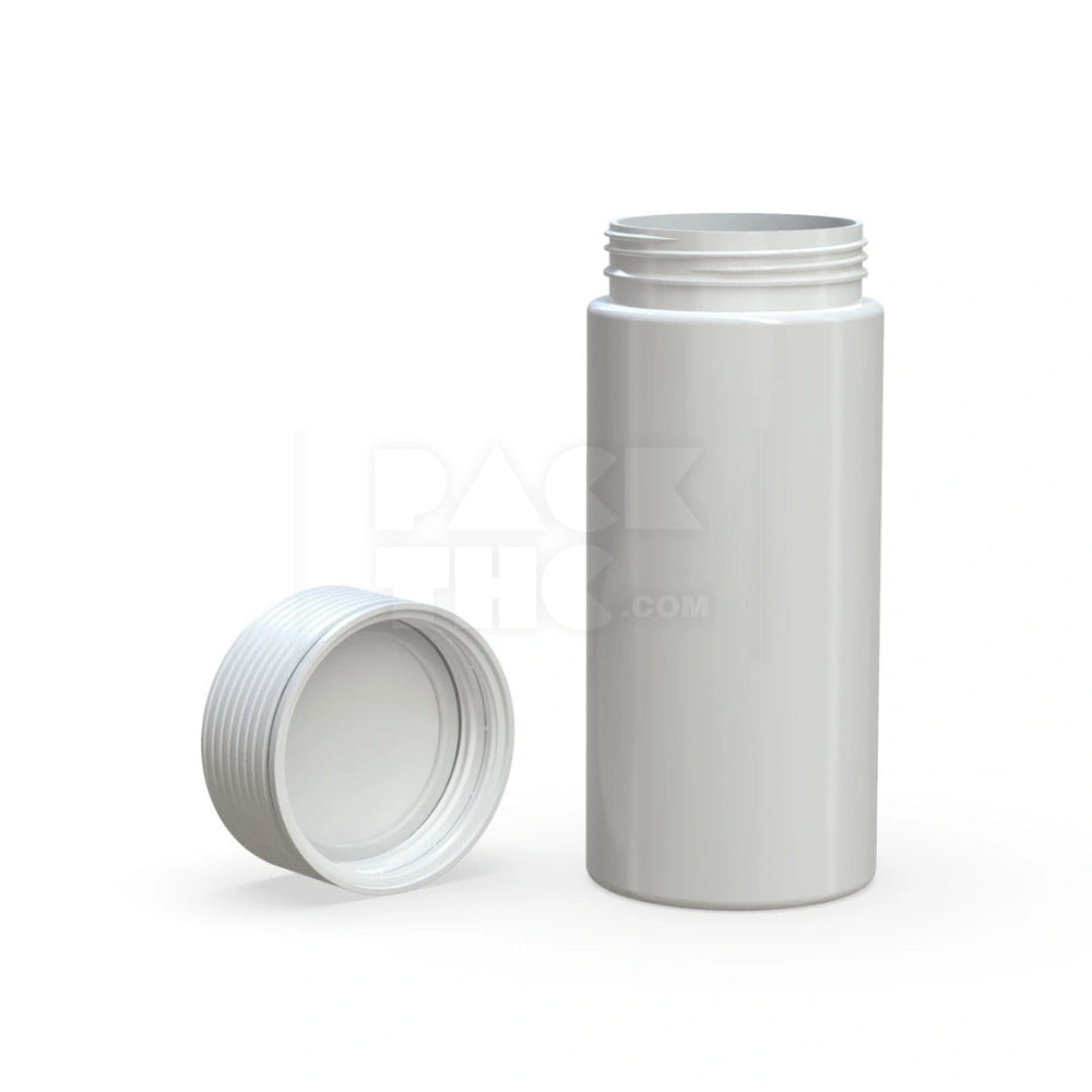 8OZ (240CC) SPIRAL CR CONTAINER WITH INTEGRATED LINER & TAMPER EVIDENT BREAK-OFF BAND (OPAQUE WHITE CONTAINER WITH OPAQUE WHITE CLOSURE) - (200 count) Pack THC