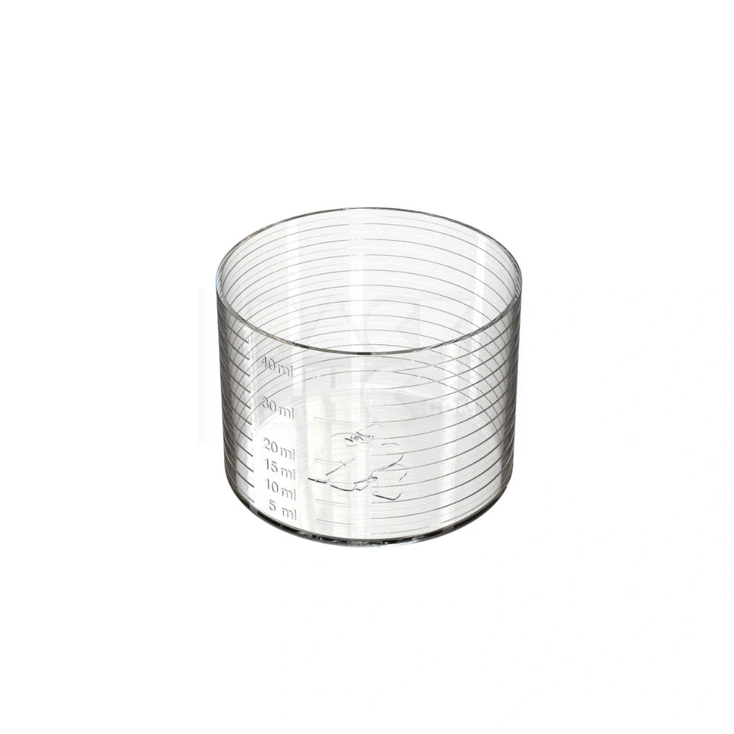 40ML SPIRAL DOSING CUP WITH GRADUATED LINES (CLEAR NATURAL) - (1000 count) Pack THC