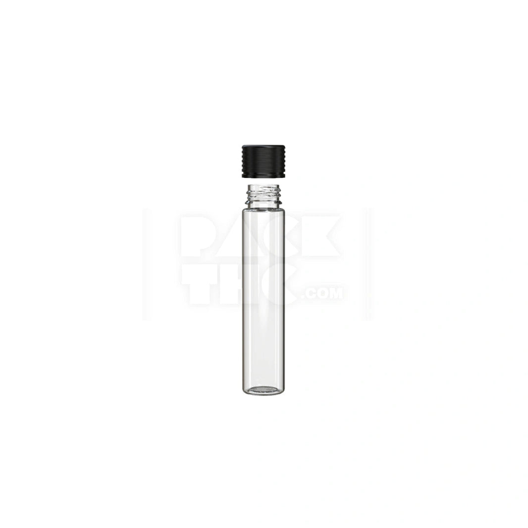 image 115MM SPIRAL CR TUBE WITH INTEGRATED LINER & TAMPER EVIDENT BREAK-OFF BAND (CLEAR NATURAL TUBE WITH OPAQUE BLACK CLOSURE) - (200 count) Pack THC