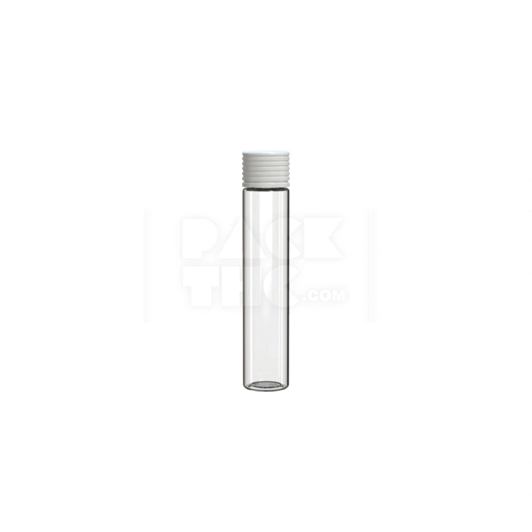 115MM SPIRAL CR TUBE WITH INTEGRATED LINER & TAMPER EVIDENT BREAK-OFF BAND (CLEAR NATURAL TUBE WITH OPAQUE WHITE CLOSURE) - (200 count) Pack THC