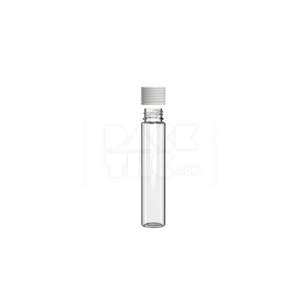 image 115MM SPIRAL CR TUBE WITH INTEGRATED LINER & TAMPER EVIDENT BREAK-OFF BAND (CLEAR NATURAL TUBE WITH OPAQUE WHITE CLOSURE) - (200 count) Pack THC