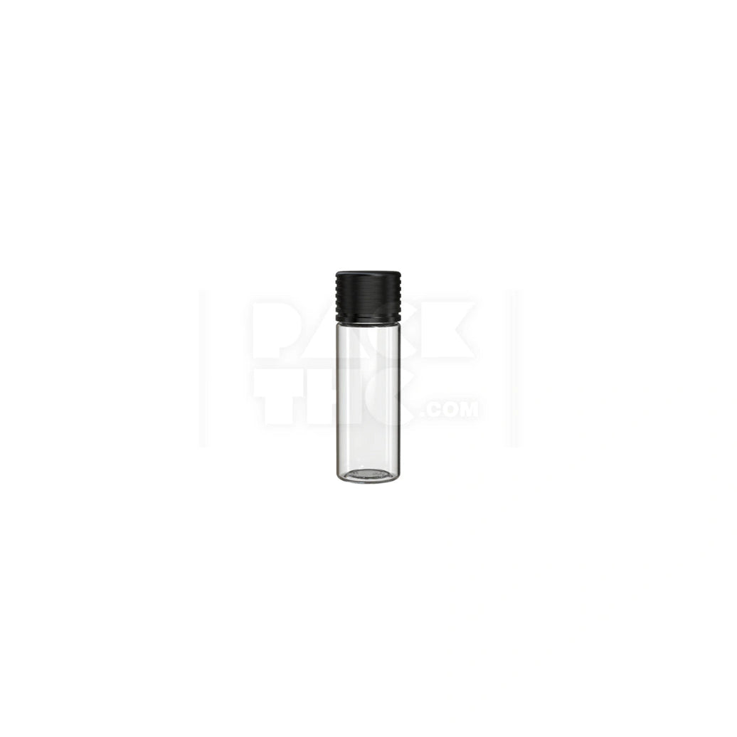 65MM SPIRAL CR TUBE WITH INTEGRATED LINER & TAMPER EVIDENT BREAK-OFF BAND (CLEAR NATURAL TUBE WITH OPAQUE BLACK CLOSURE) - (400 count) Pack THC