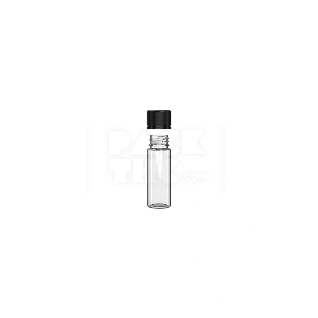 image 65MM SPIRAL CR TUBE WITH INTEGRATED LINER & TAMPER EVIDENT BREAK-OFF BAND (CLEAR NATURAL TUBE WITH OPAQUE BLACK CLOSURE) - (400 count) Pack THC