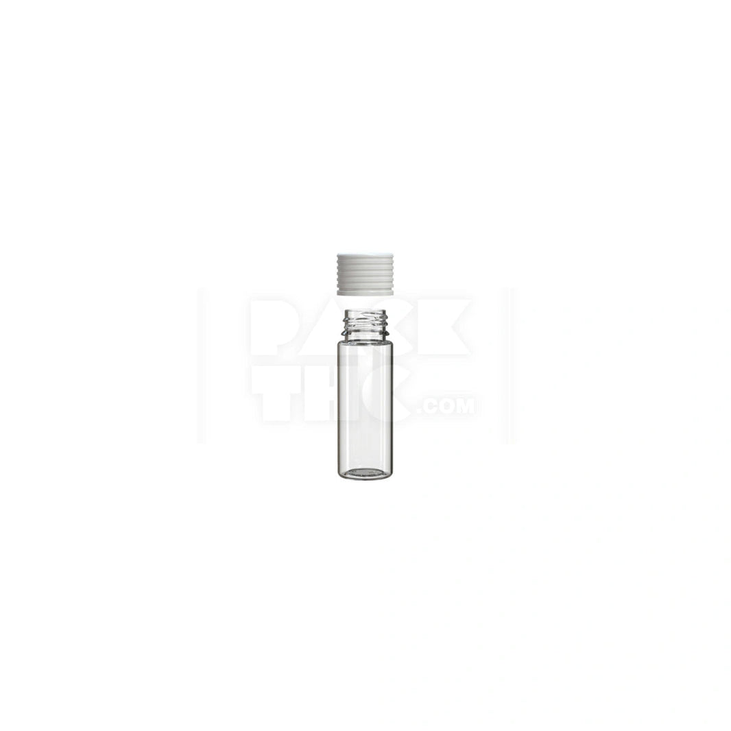 image 65MM SPIRAL CR TUBE WITH INTEGRATED LINER & TAMPER EVIDENT BREAK-OFF BAND (CLEAR NATURAL TUBE WITH OPAQUE WHITE CLOSURE) - (400 count) Pack THC