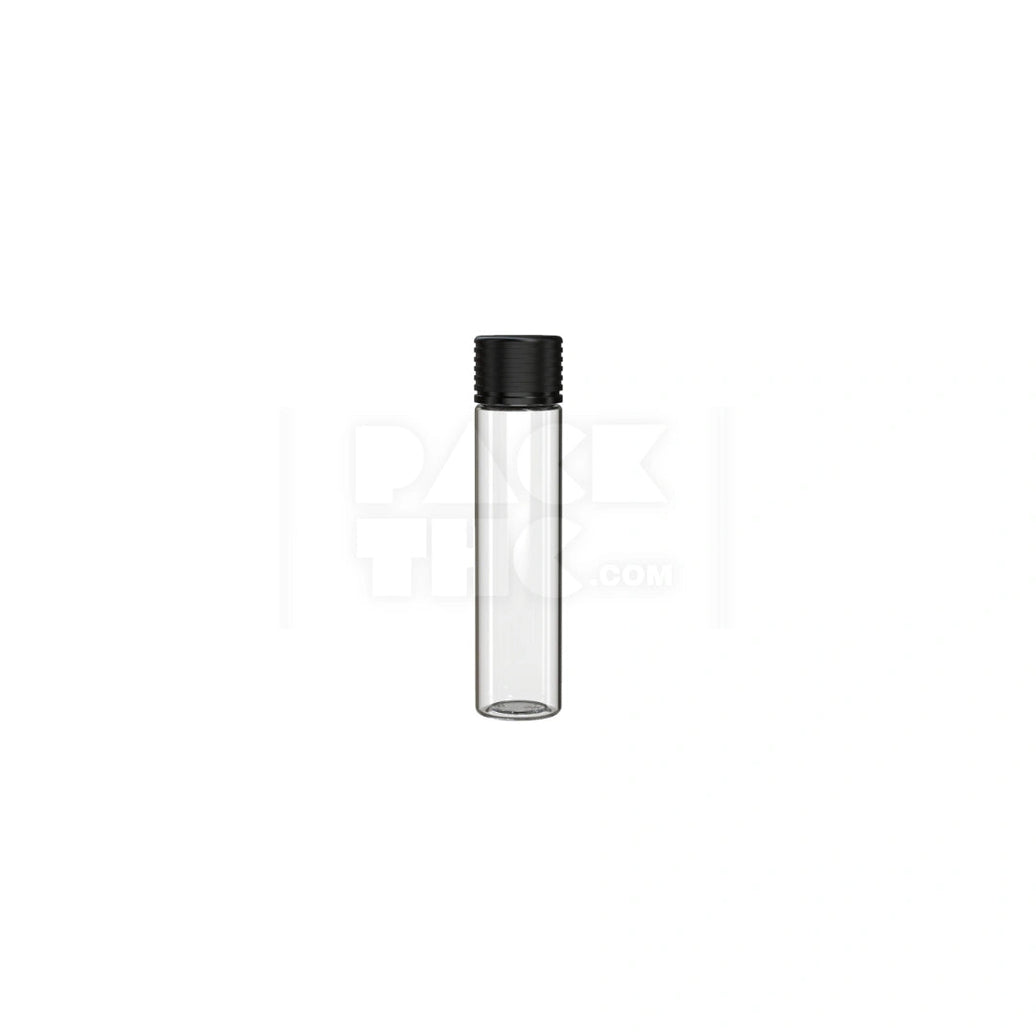 95MM SPIRAL CR TUBE WITH INTEGRATED LINER & TAMPER EVIDENT BREAK-OFF BAND (CLEAR NATURAL TUBE WITH OPAQUE BLACK CLOSURE) - (300 count) Pack THC