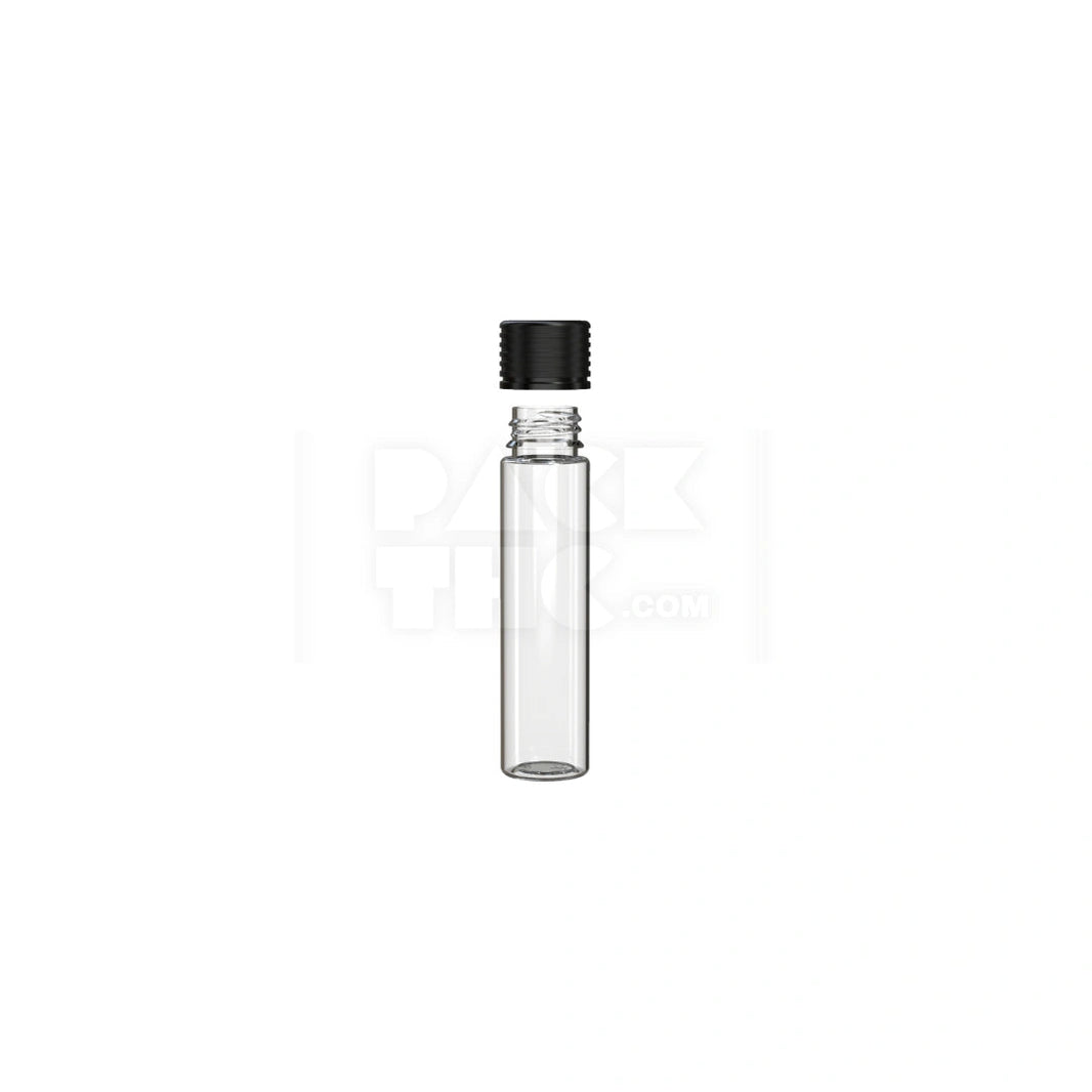 image 95MM SPIRAL CR TUBE WITH INTEGRATED LINER & TAMPER EVIDENT BREAK-OFF BAND (CLEAR NATURAL TUBE WITH OPAQUE BLACK CLOSURE) - (300 count) Pack THC