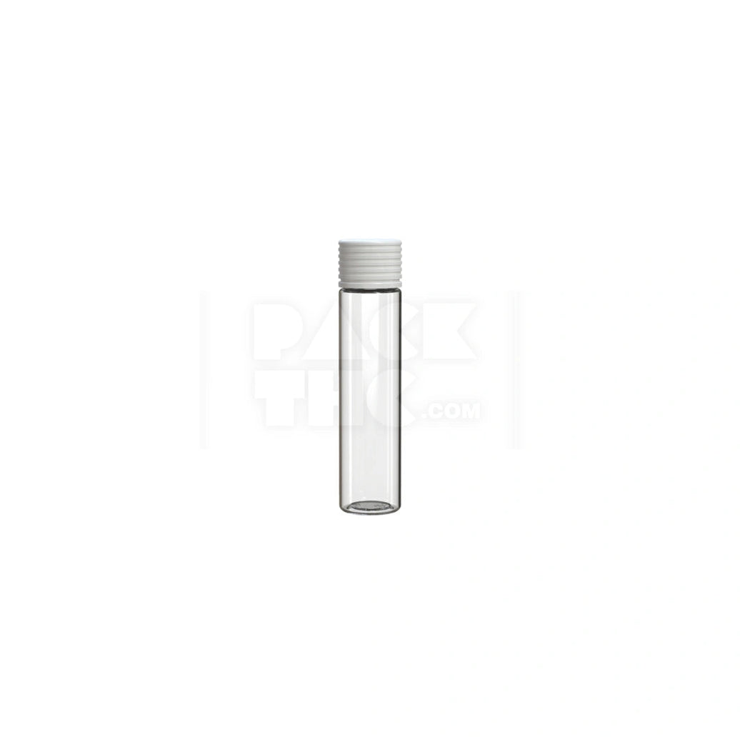 95MM SPIRAL CR TUBE WITH INTEGRATED LINER & TAMPER EVIDENT BREAK-OFF BAND (CLEAR NATURAL TUBE WITH OPAQUE WHITE CLOSURE) - (300 count) Pack THC